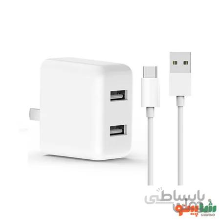 آداپتور شارژ سریع 2 پورت zmi شیائومی به همراه کابل تایپ سی