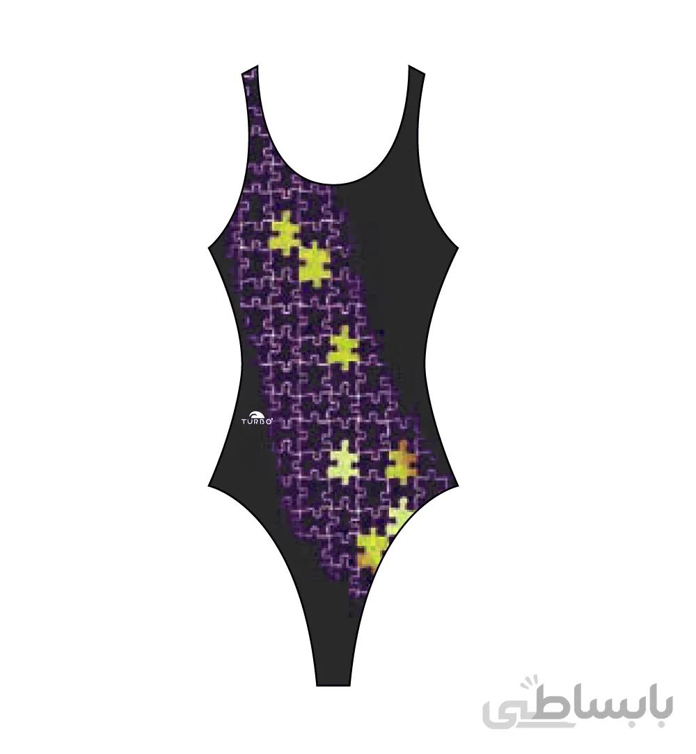 مایوی شنای زنانه توربو Puzzle Thick Strap Black ا Turbo women swimsuit Puzzle Thick Strap