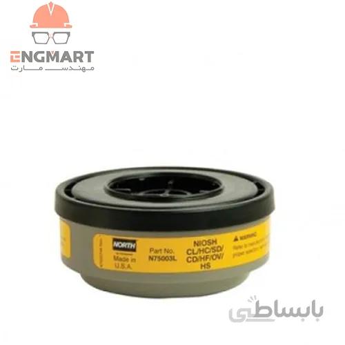 کارتریج ماسک شیمیایی North سری N75003 نوار زرد مخصوص گازهای اسیدی و آلی ( دو عددی )
