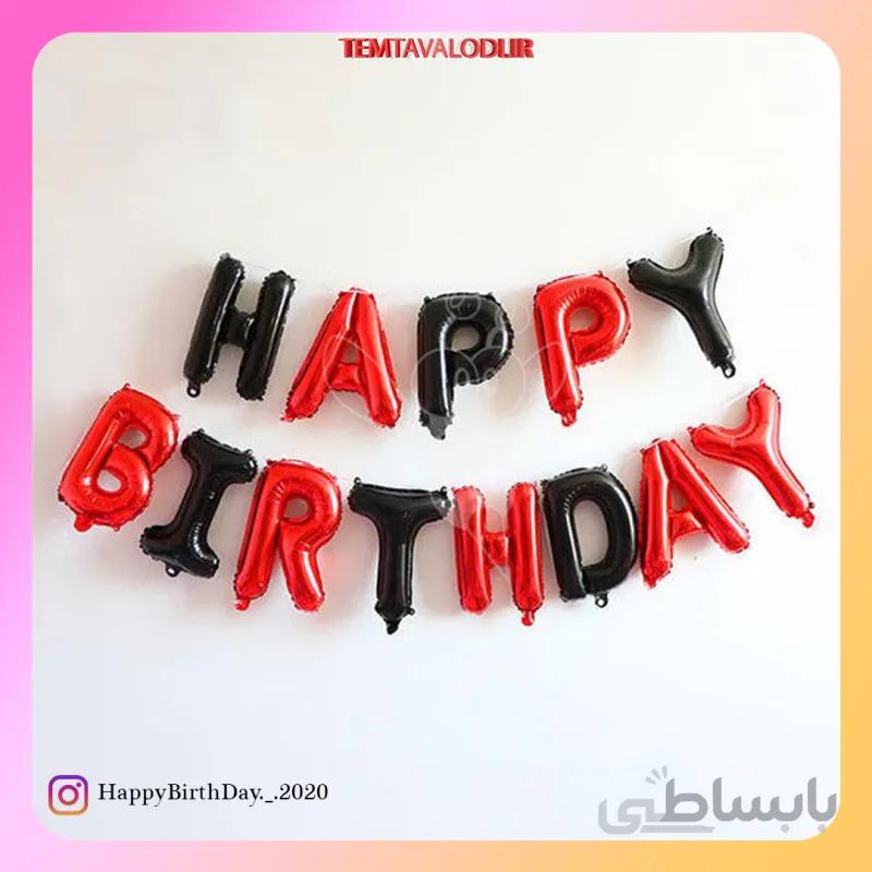بادکنک فویلی هپی مشکی-قرمز
