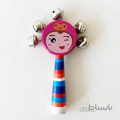 اسباب بازی چوبی جغجغه کودک رنگ سرخابی مدل 7790
