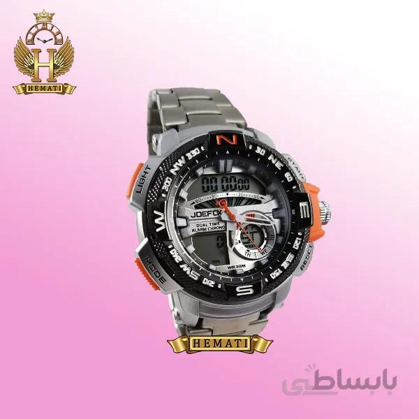 ساعت مردانه دو زمانه جوفاکس مدل JOEFOX 1514G نقره ای_نارنجی