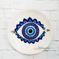 بشقاب سرامیکی دستساز چشم نظر گرد طرح ۳