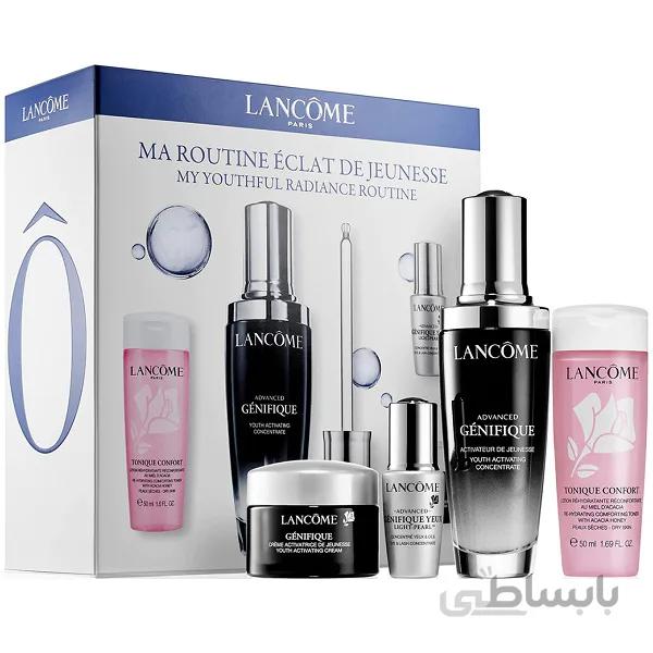 پک روتین لانکوم LANCOME | سرم ژنفیک GENIFIQUE حجم ۵۰ میل | کرم جوانساز، سرم مژه، تونر ساز کوچک