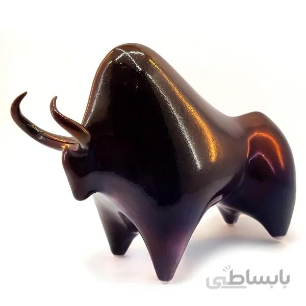 مجسمه سرامیکی گاو خشمگین مسی