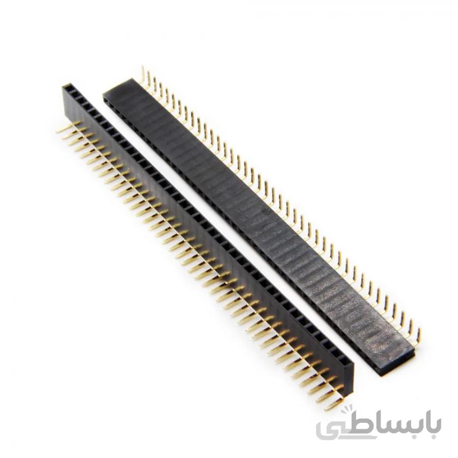 پین هدر 1x40 مادگی رایت انگل 2.54 میلیمتر. Pin header 1x40 Female Right angle 2.54mm Pitch
