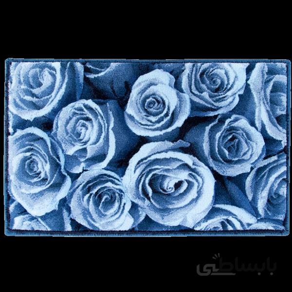 پادری سه بعدی زرباف طرح غنچه رنگ آبی