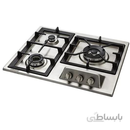 اجاق گاز صفحه ای سه شعله استیل البرز مدل s3601 ا ابعاد خارجی اجاق : 62X51 سانتی متر