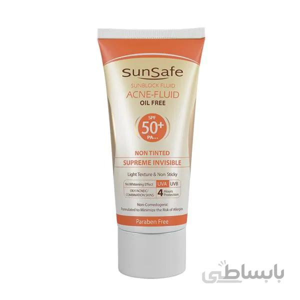 ضد آفتاب فاقد چربی سان سیف مدل آکنه فلوئید 50+ SPF ا ACNE_FLUID_sunsafe