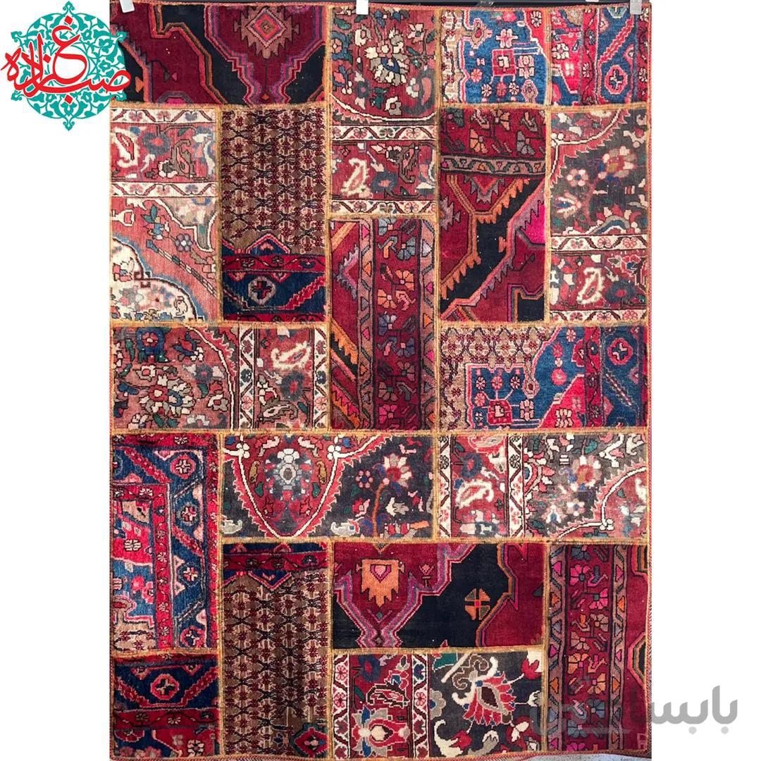 فرش کلاژ تیکه دوزی دستبافت 4 متری عشایری