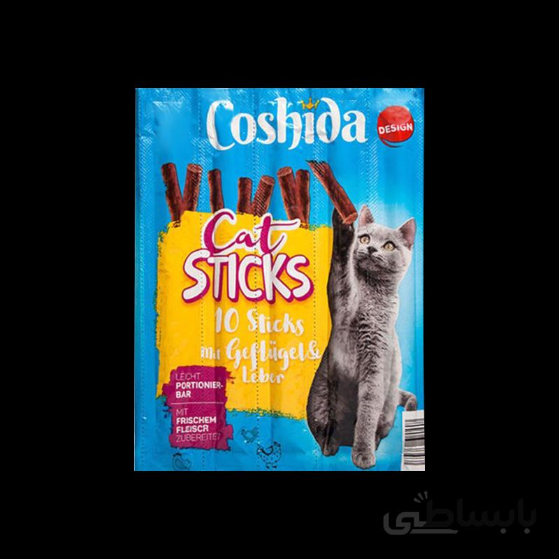 تشویقی مدادی گربه کوشیدا با طعم مرغ و جگر Cooshida Cat Stick Pourltry & Liver بسته 5 عددی