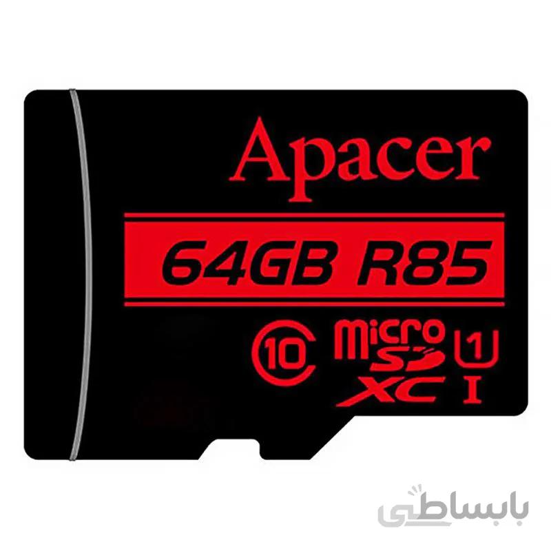 کارت حافظه microSDXC اپیسر مدل AP64G کلاس 10 استاندارد UHS-I U1 سرعت 85MBps ظرفیت 64 گیگابایت ا Apacer AP64G UHS-I U1 Class 10 85MBps microSDXC 64GB