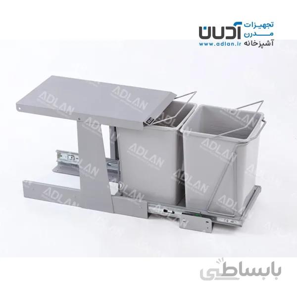 سطل زباله دو مخزنه کوچک درب باز شو (24 لیتری) – آکو