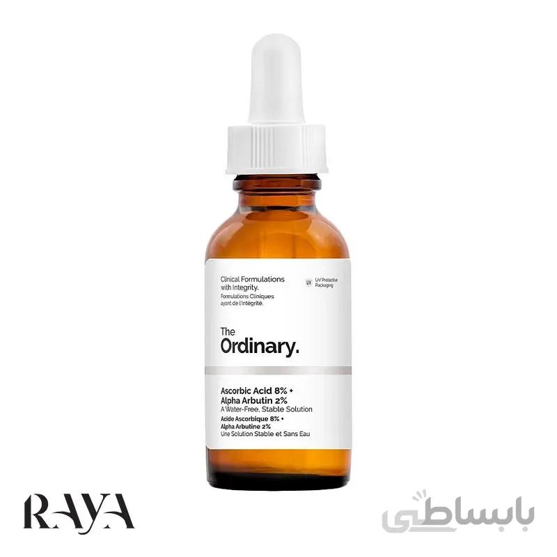سرم آسکوربیک اسید 8% و آلفا آربوتین 2% اوردینری حجم 30 میل ا The Ordinary Ascorbic Acid 8% + Alpha Arbutin 2%