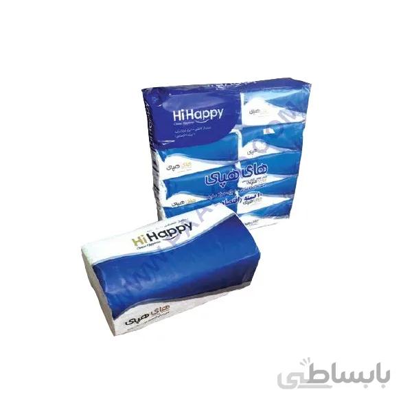 دستمال اقتصادی 200 برگ (100 برگ دولا) Hi Happy- پنج بسته 10 عددی