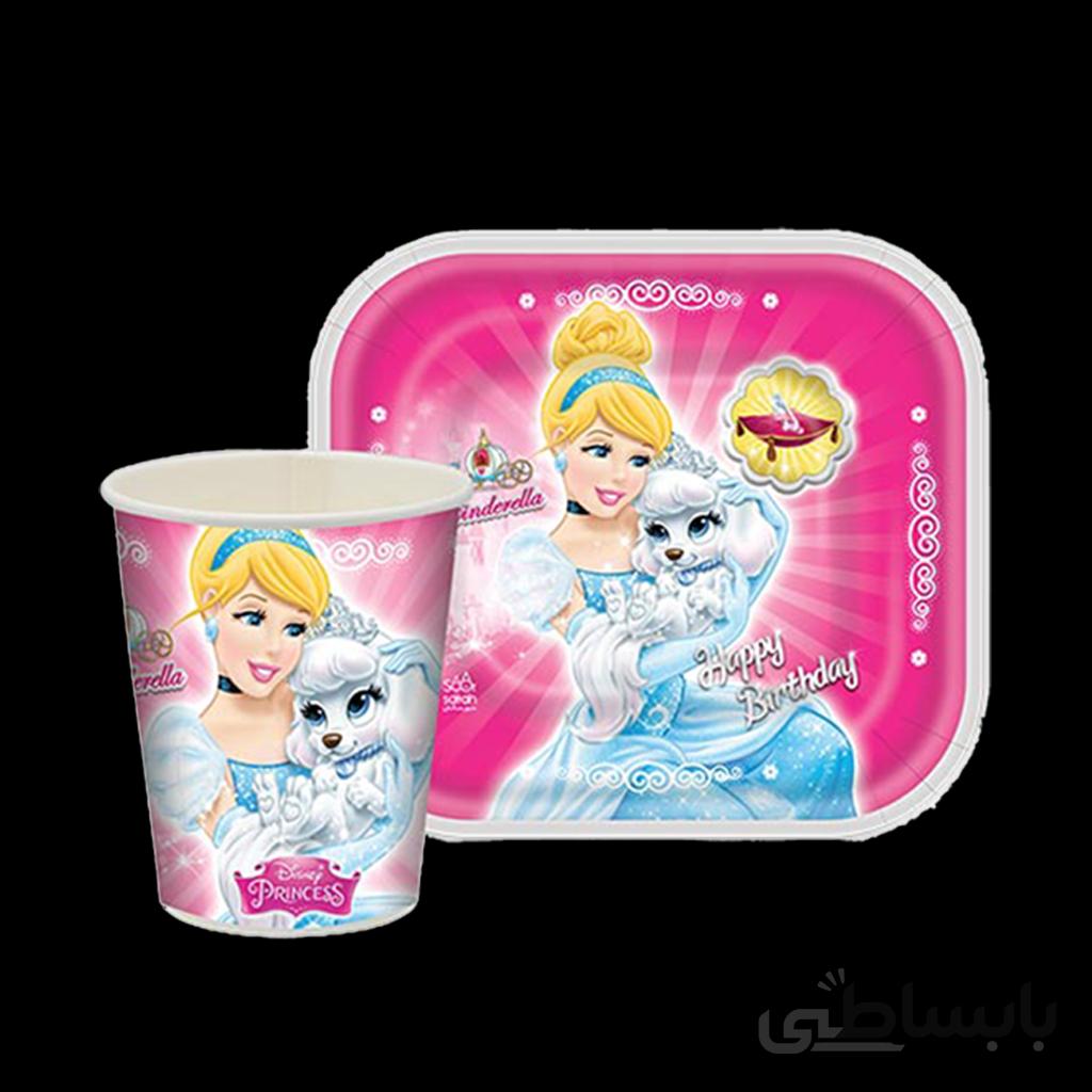 پیش دستی و لیوان تم تولد سیندرلا