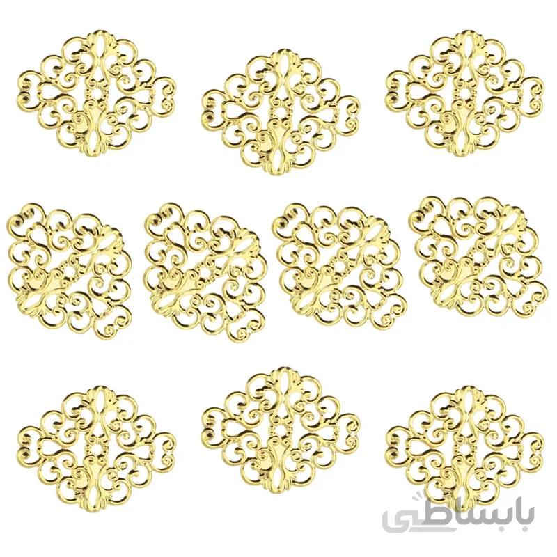 توری آنتیک تزیینی طلایی مدل لوزی بسته 10 عددی