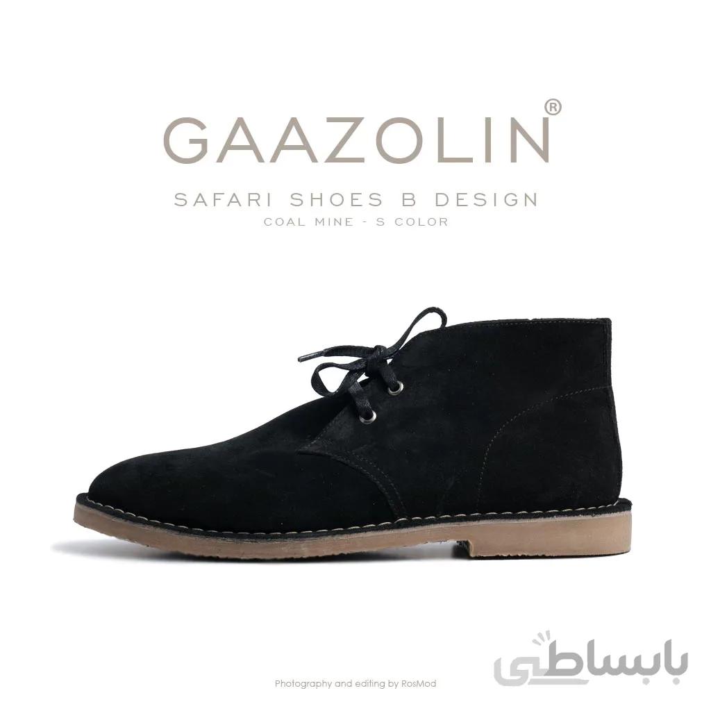 کفش صحرایی سافاری گازولین مشکی جیر – GAAZOLIN Safari Veldskoen B Design Coal Mine S