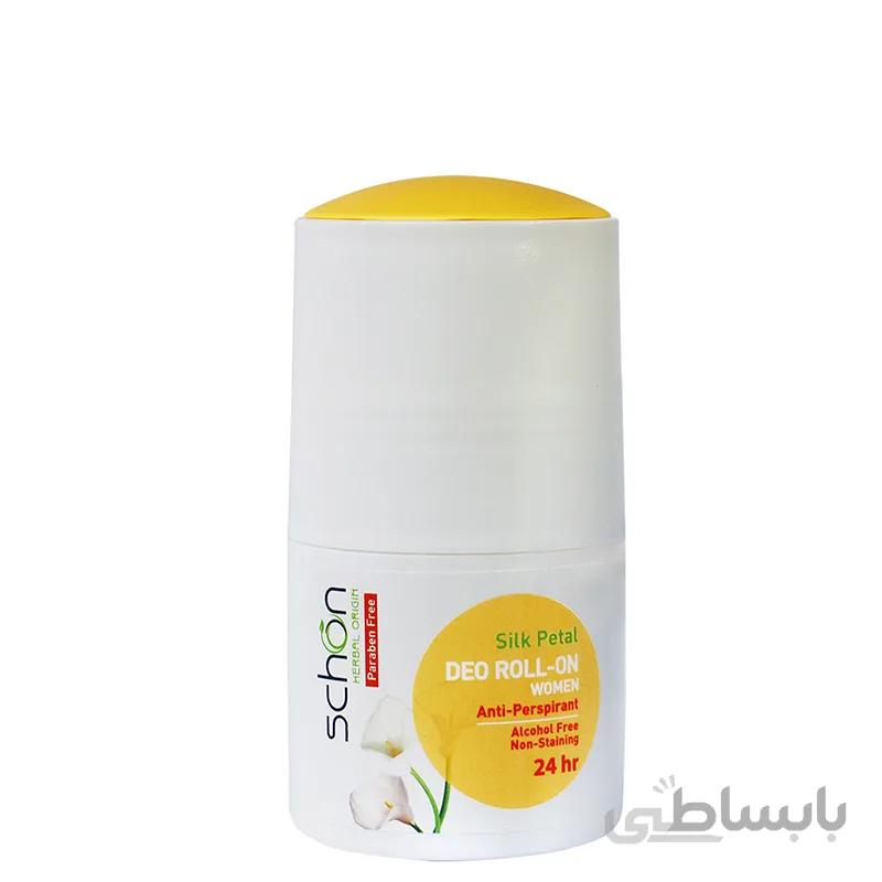 مام رول ضد تعریق زنانه مدل سیلک پتال شون ا Schon Silk Petal Roll-On Deodorant For Women 50ml