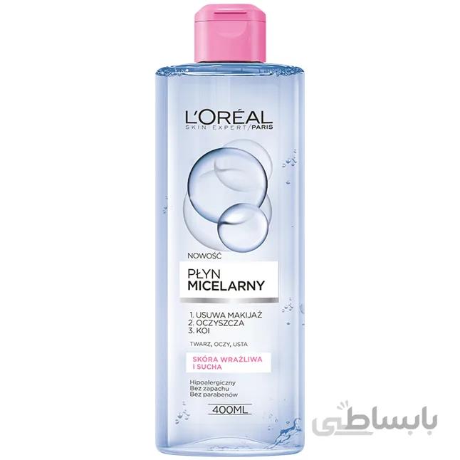 میسلار واتر لورال پوست خشک و حساسl oreal paris skin expert 400 ml