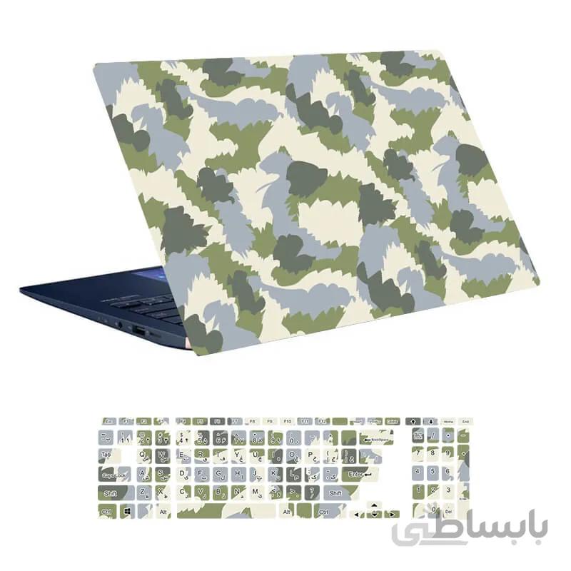 اسکین لپ تاپ طرح Military کد ۱۰ به همراه استیکر کیبورد