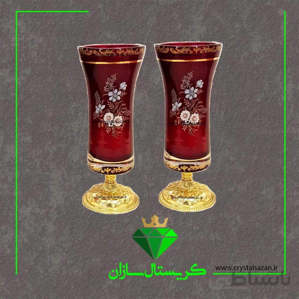 گلدان مدل رز زرشکی کد G996 کریستال سازان