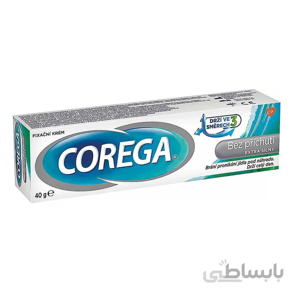 چسب دندان مصنوعی کورگا Ultra fix با حجم 40 گرم ا Corega No Flavor extra strong denture fixation cream 40g