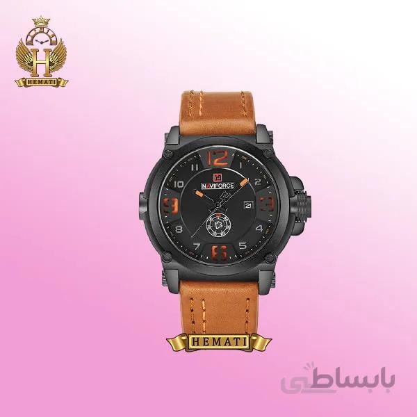 ساعت مردانه نیوی فورس Naviforce NF9099M (بند چرم عسلی)