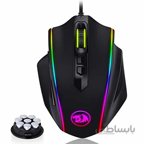 موس بازی ردراگون به همراه چراغ رنگی و دکمه های جانبی مدل M720 به همراه دکمه های قابل تنظیم