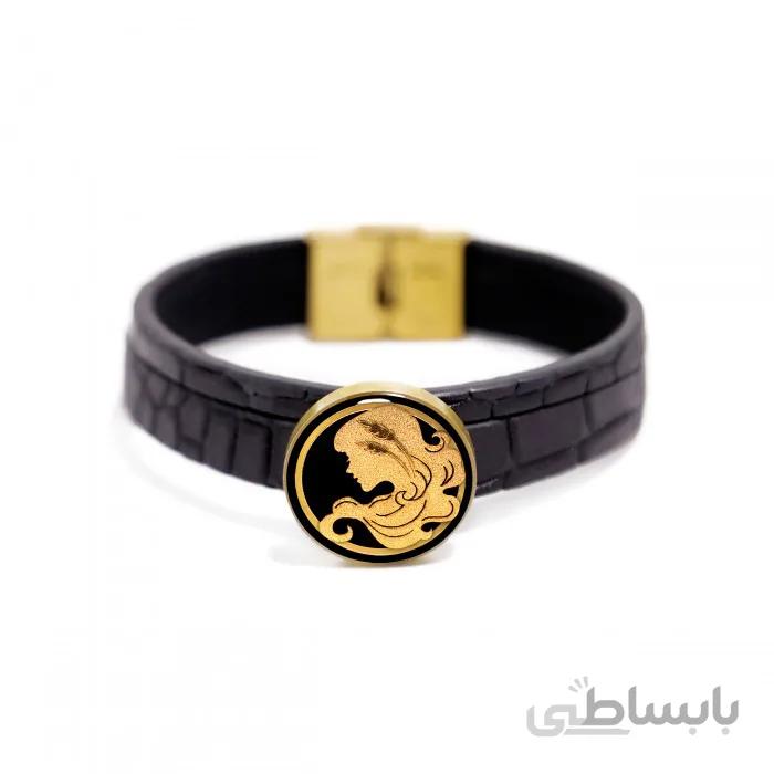 دستبند چرم روکش طلا سری ونوس ماه تولد شهریور GLBM6
