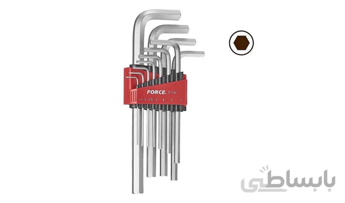 سری آچار آلن L شکل بلند 11 عددی فورس – FORCE مدل 5116L