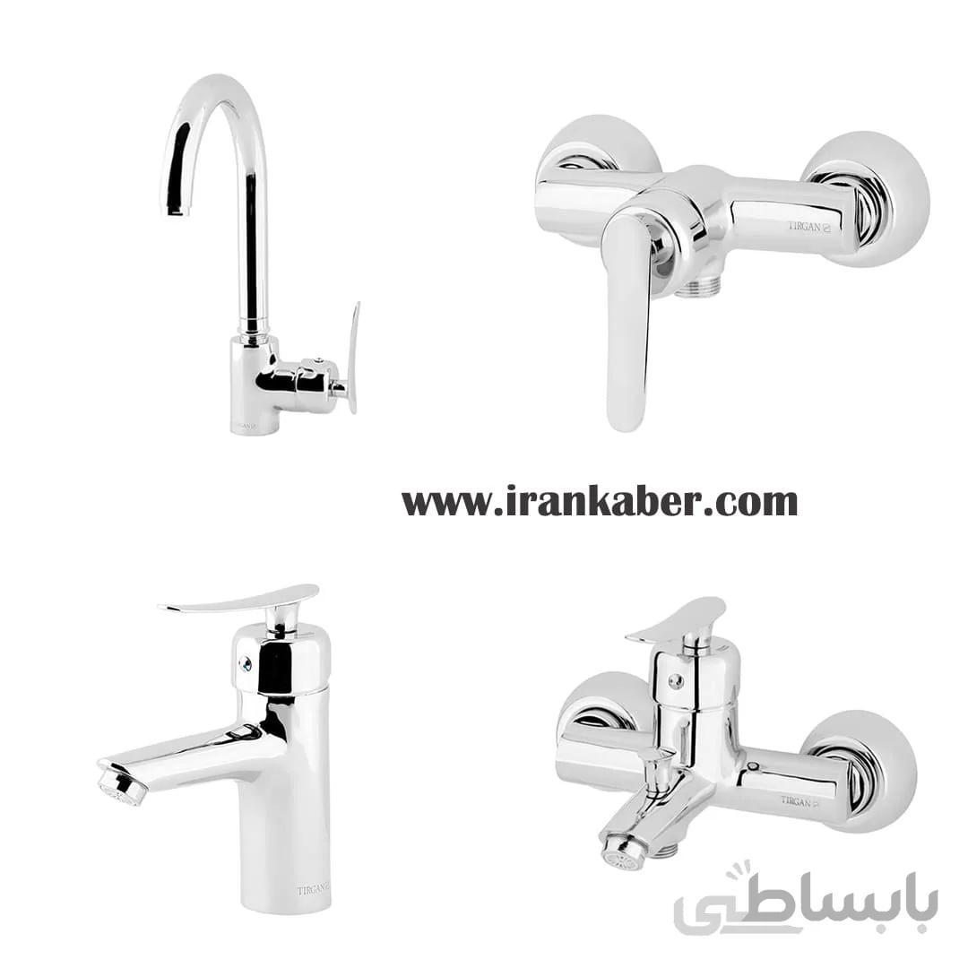 ست کامل شیرآلات کروم مدل تنسو برند تیرگان