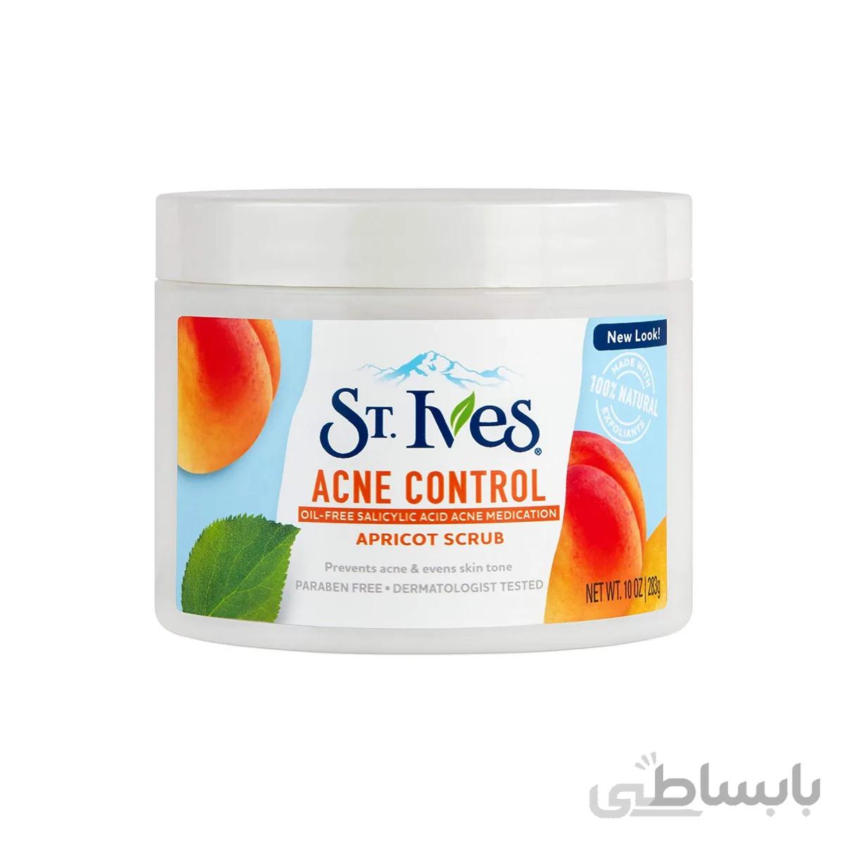 اسکراب صورت کاسه ای زردآلو سینت ایوز مدل Acne Control حجم 283 گرم ا St.Ives Acne Control Apricot Scrub 283 g