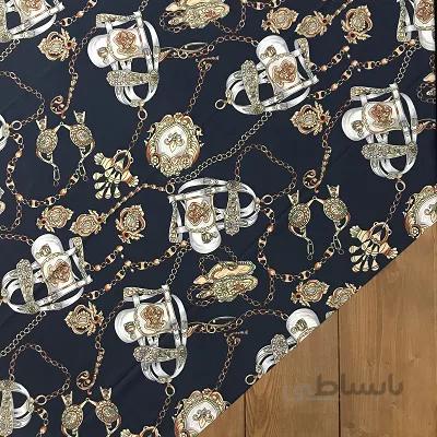 پارچه سوپرسافت طرح هرمس رنگ سرمه ای کد 703