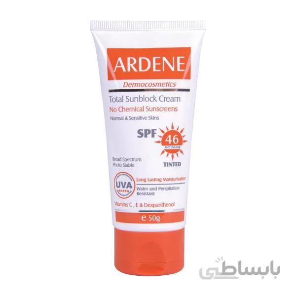 کرم ضد آفتاب رنگی آردن مدل فیزیکالSPF46 فاقد جاذب شیمیایی مقدار50 گرم ا Ardene colored sunscreen physical model SPF46 50gr