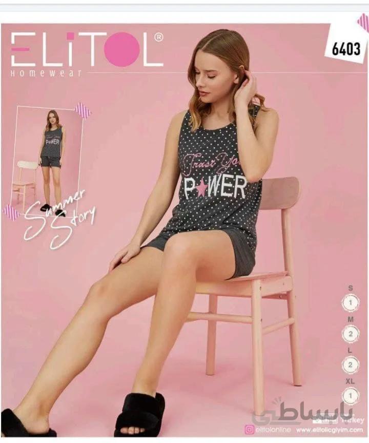 ست تاپ و شورتک راحتی زنانه 6403 ترک | الیتول | Elitol
