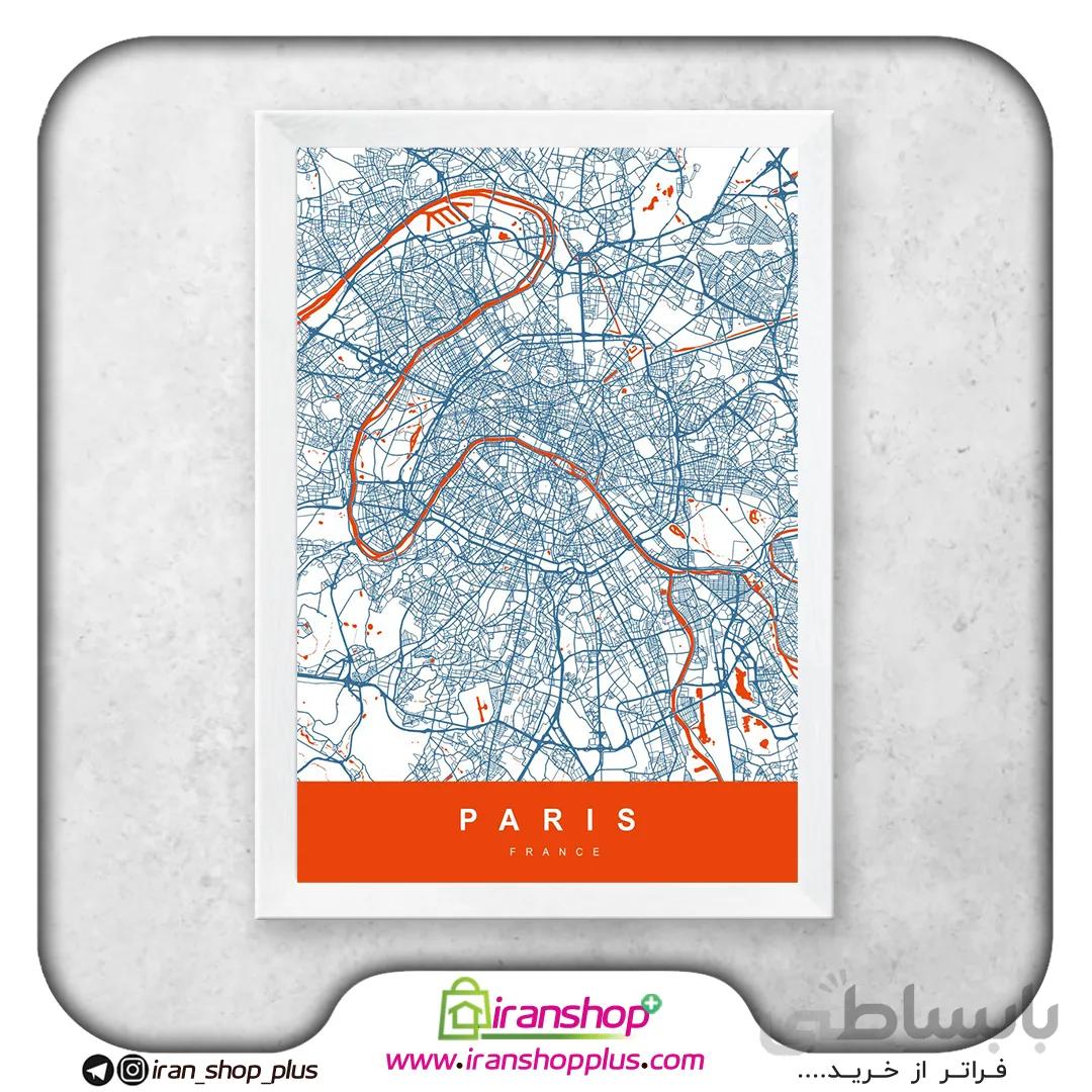 تابلو نقشه شهر پاریس با تم White-Orange