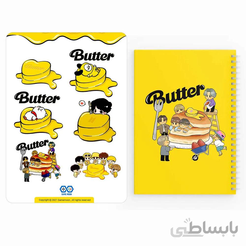 دفترچه يادداشت bts butter به همراه مجموعه ٦ عددی استيكر-کد 2033