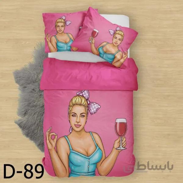 روتختی سه بعدی ساتن ابریشم ترک طرح چهره - کد D 89