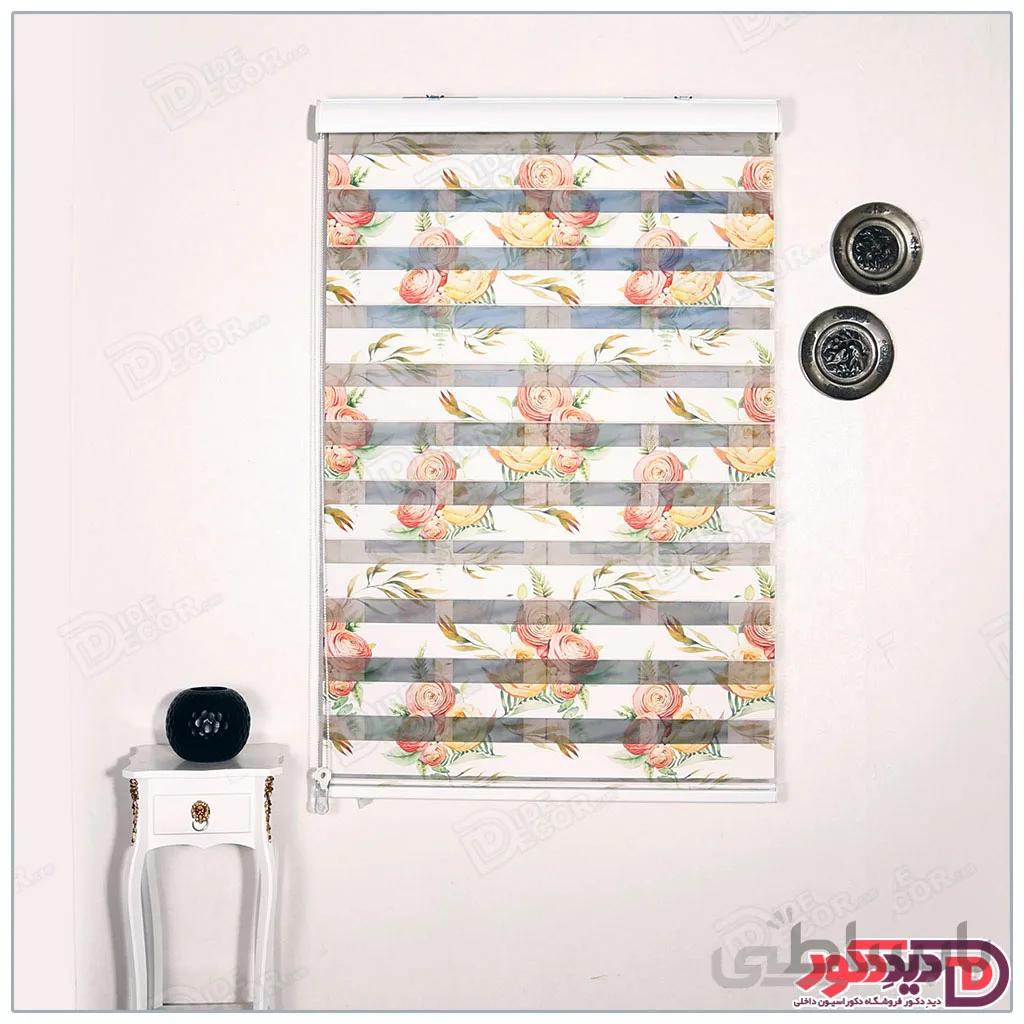 پرده زبرا گل دار چاپی دو رو کد H-160