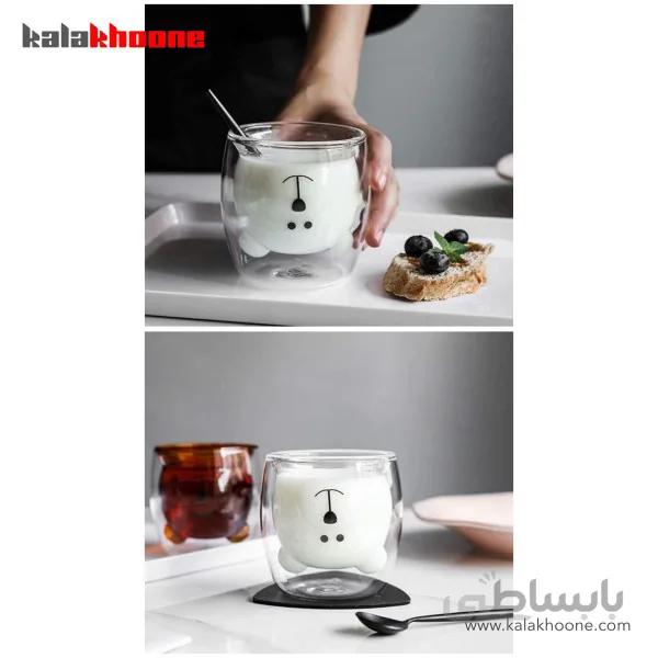 لیوان دوجداره طرح خرس