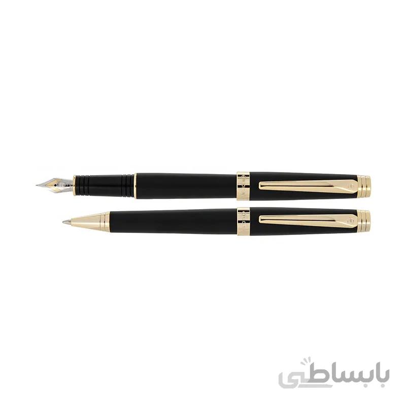 ست خودکار و خودنویس یوروپن مدل ROOK مشکی گیره زرد