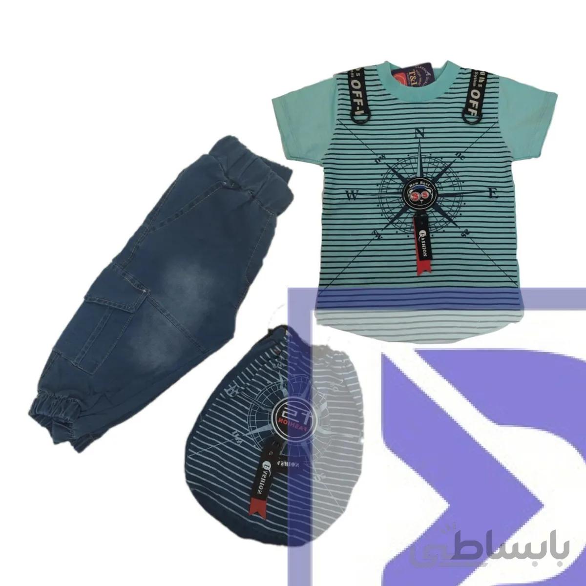 ست تیشرت شلوارک کوله دار پسرانه کد 397