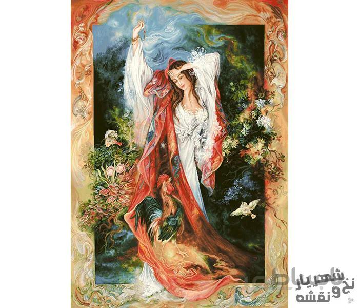 نخ و نقشه و مصالح بافت تابلو فرش میناتور گلبانگ کد 93054