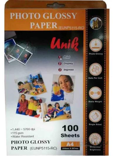 فتوگلاسه 115 گرم 100برگی A4 - Unik