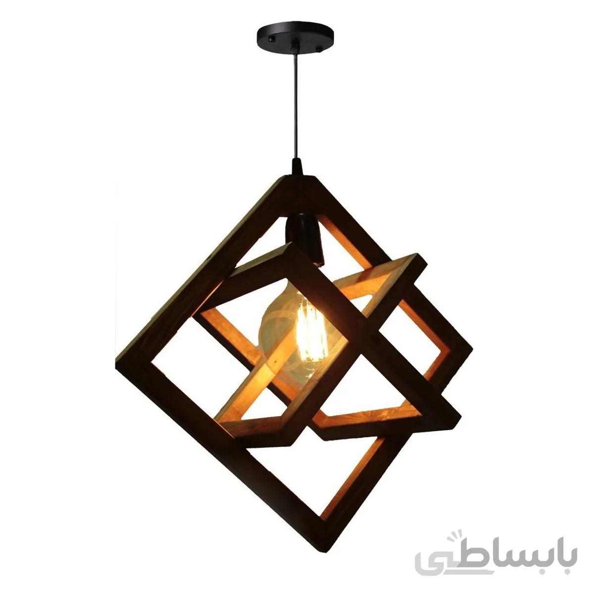 چراغ آویز چوبی مدل ستاره داوود