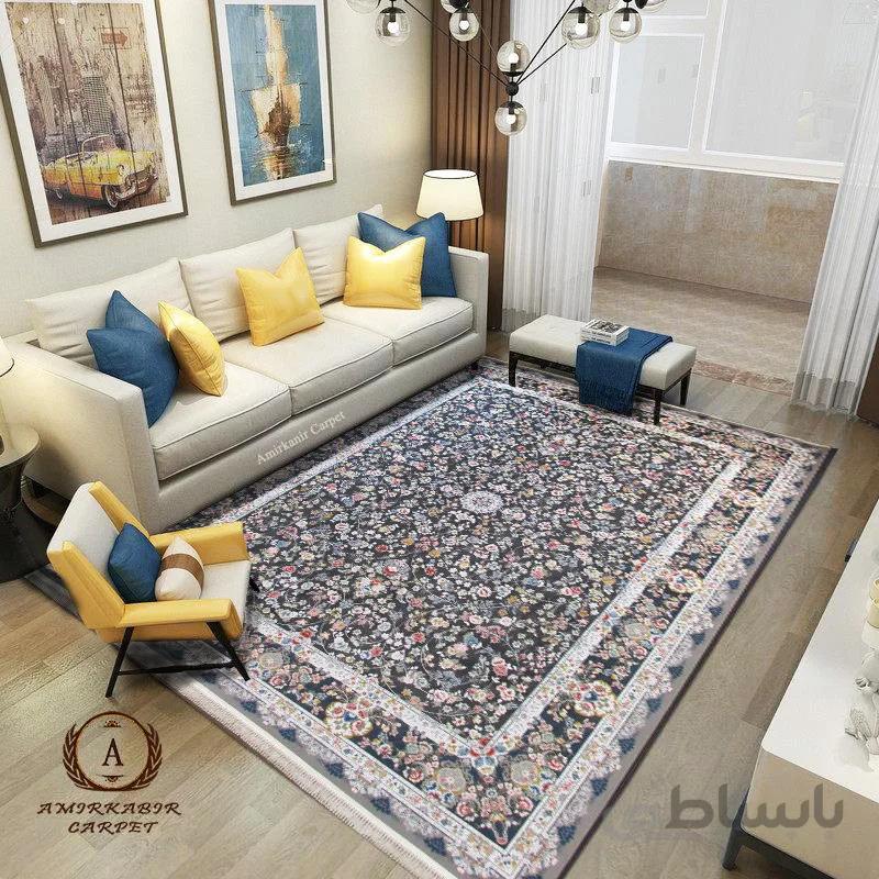 فرش ماشینی افشان دودی برجسته کد 112 /1200 شانه 3600 تراکم