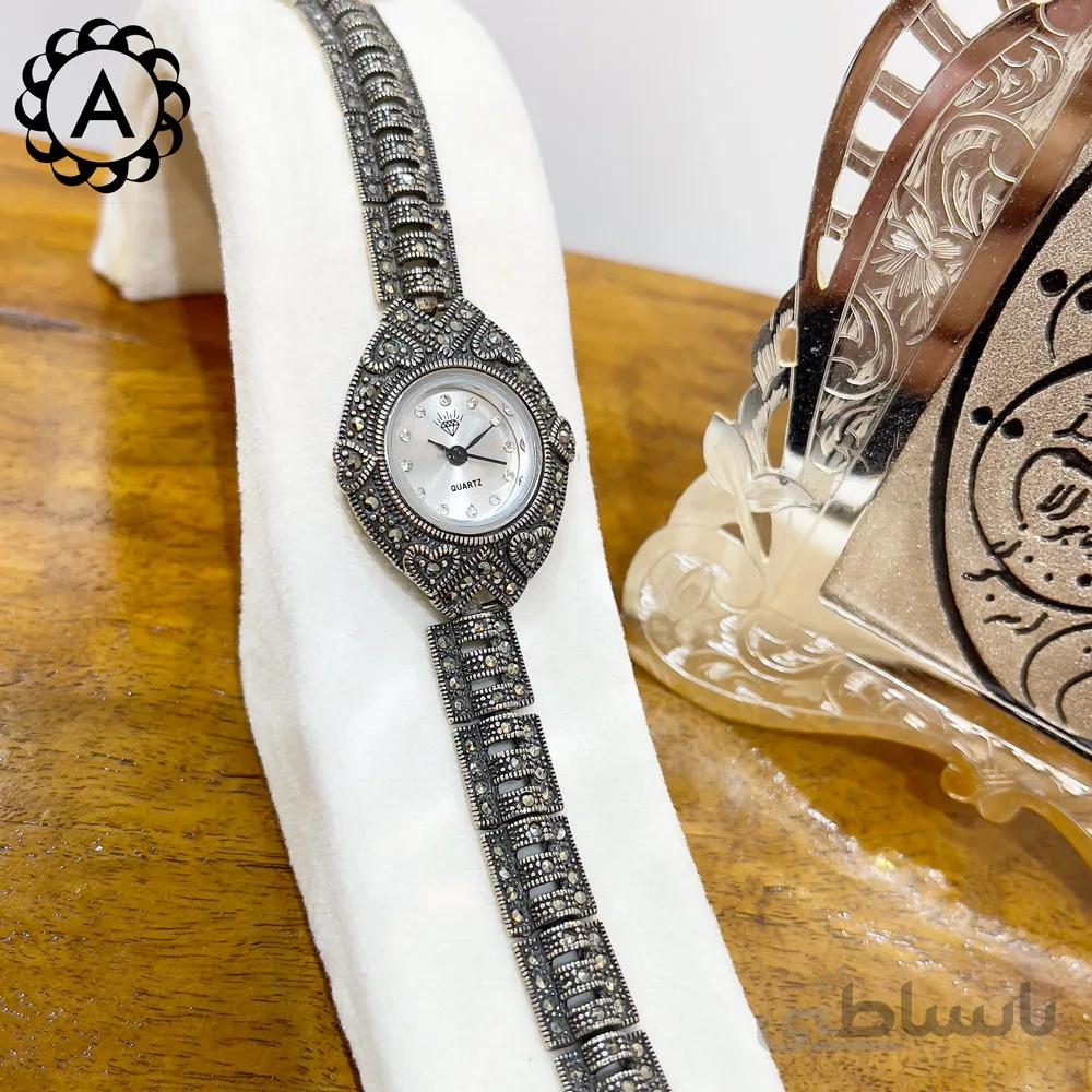 ساعت مچی زنانه نقره سیاه قلم مدل Diamond Silver 1239PR