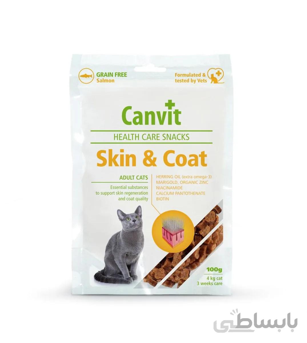 تشویقی گربه کانویت Canvit مدل پوست و مو Skin Coat وزن 100 گرم