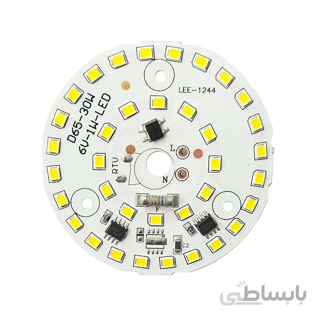 ال ای دی 30 وات 220 ولت سفید مهتابی قطر 65 میلیمتر